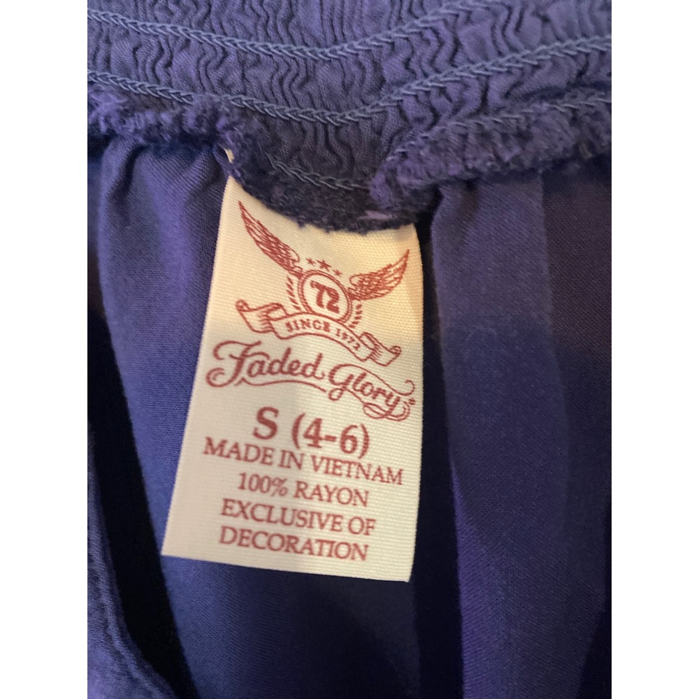 Faded Glory Womens Purple Embroidered Cap Sleeve Rayon Blouse S 4-6 FGL26006SO - Picture 3 of 4